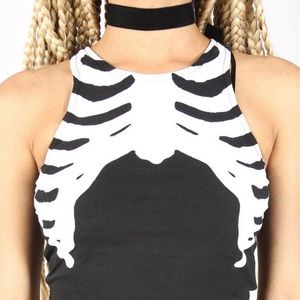 NWOT Iron Fist Bone In Crop Tank Top Skeleton Tee